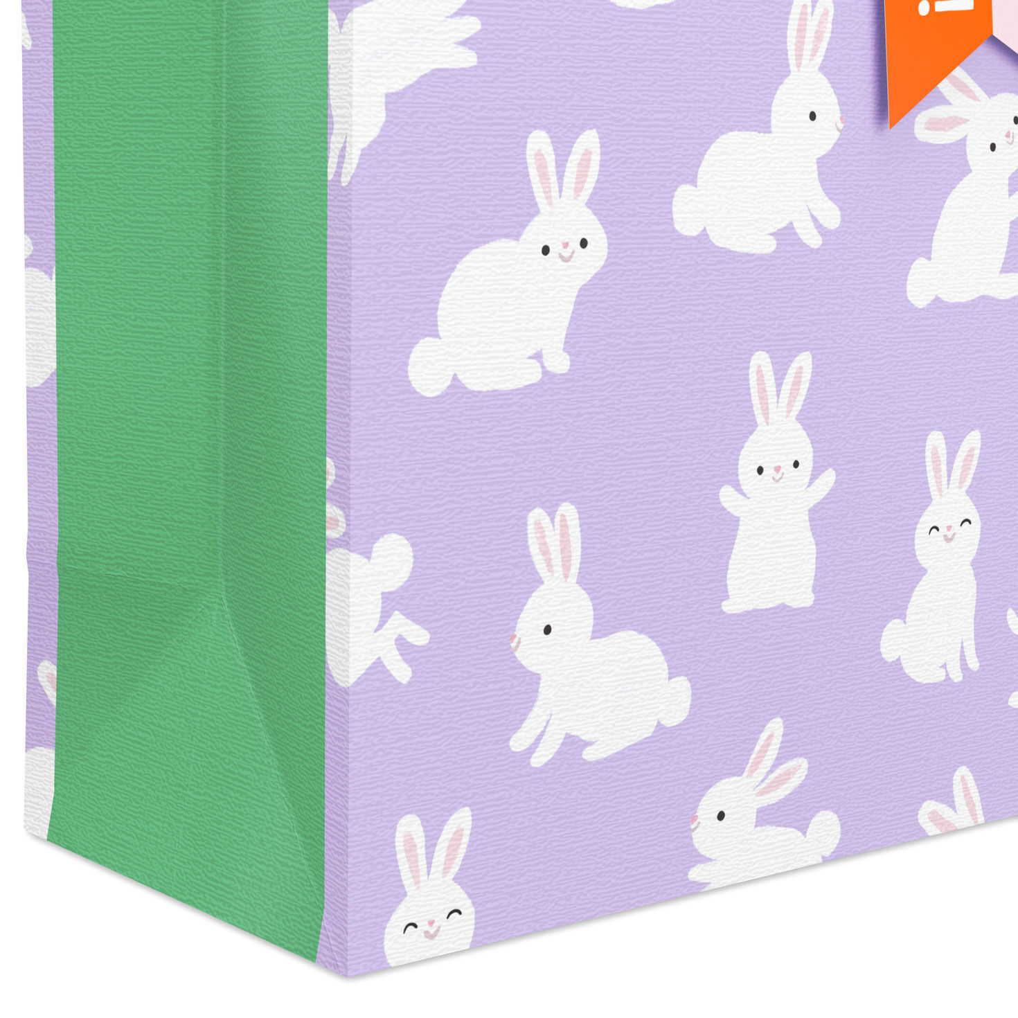 White Bunnies on Lavender Small Gift Bag Base/Side Detail image number 5