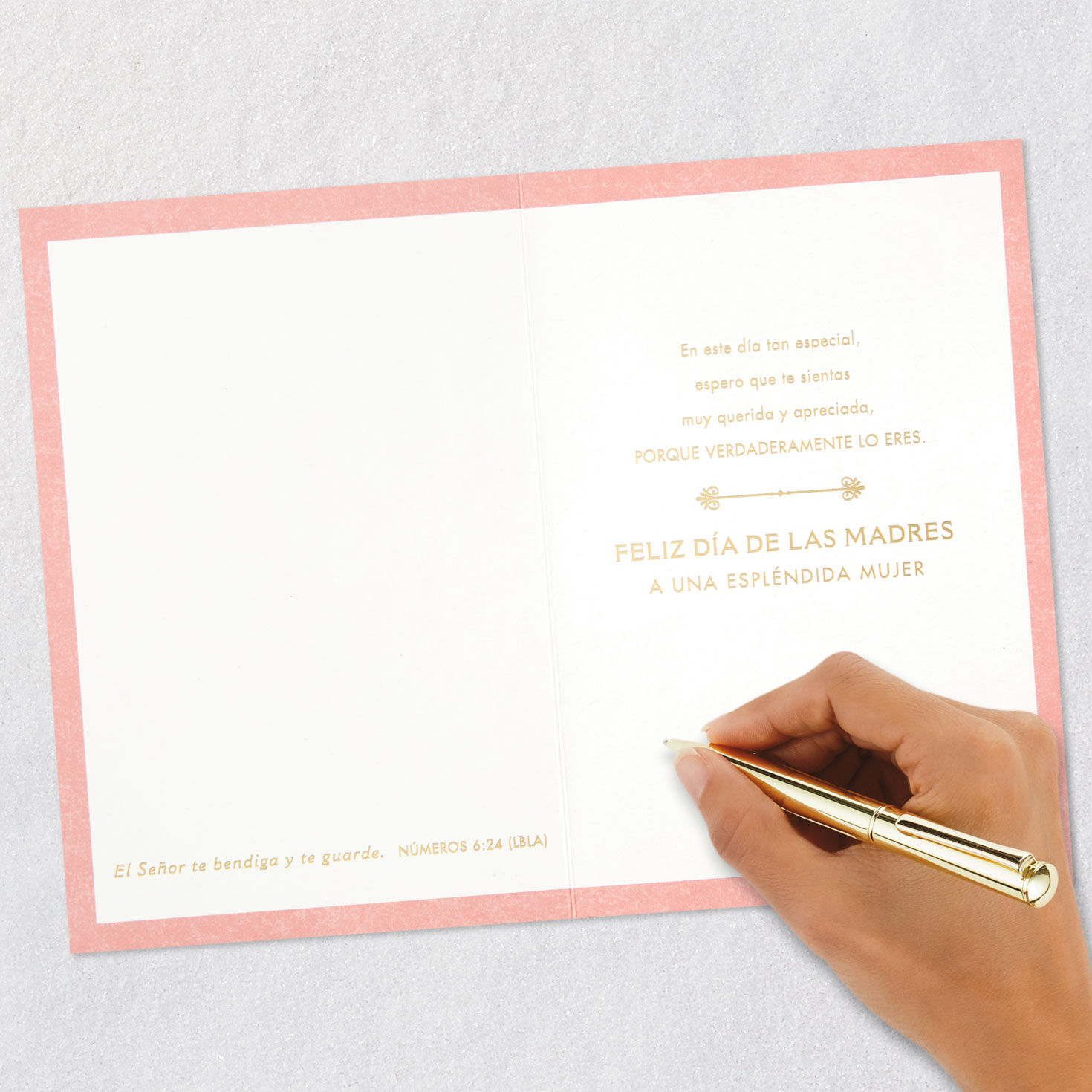 Bird and Flowers Religious Spanish Mother's Day Card Signing card image number 6