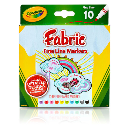 Crayola Fabric Fine Line Markers, 10-Count, 