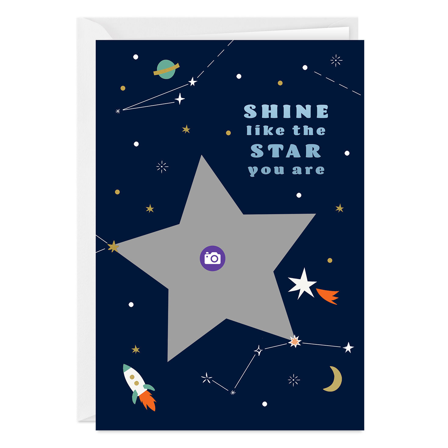 Space Icons Star Photo Personalized Everyday Card Card Front indicating personalization image number 3
