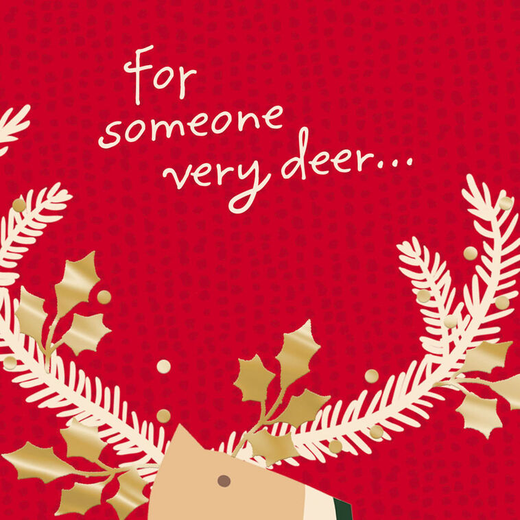 Gold Deer on Red Money Holder Christmas Cards Pack Cover Detail image number 5