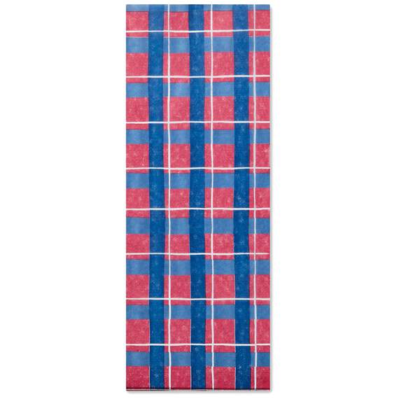 Red and Blue Plaid Tissue Paper, 6 sheets