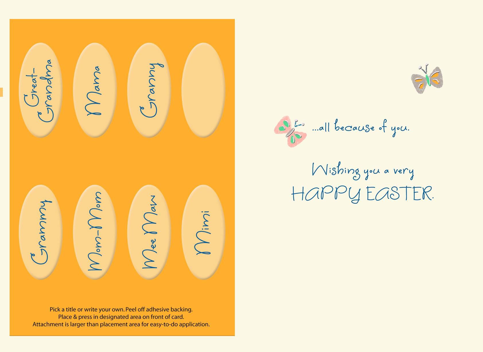 Folk Art Easter Card for Grandma With Customizable Stickers