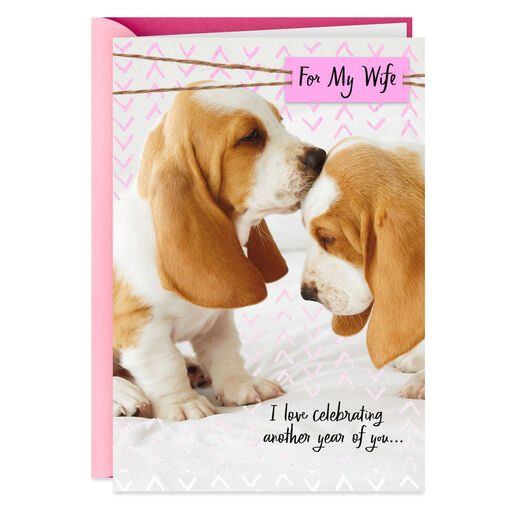 Celebrating You Cute Puppies Birthday Card for Wife, 