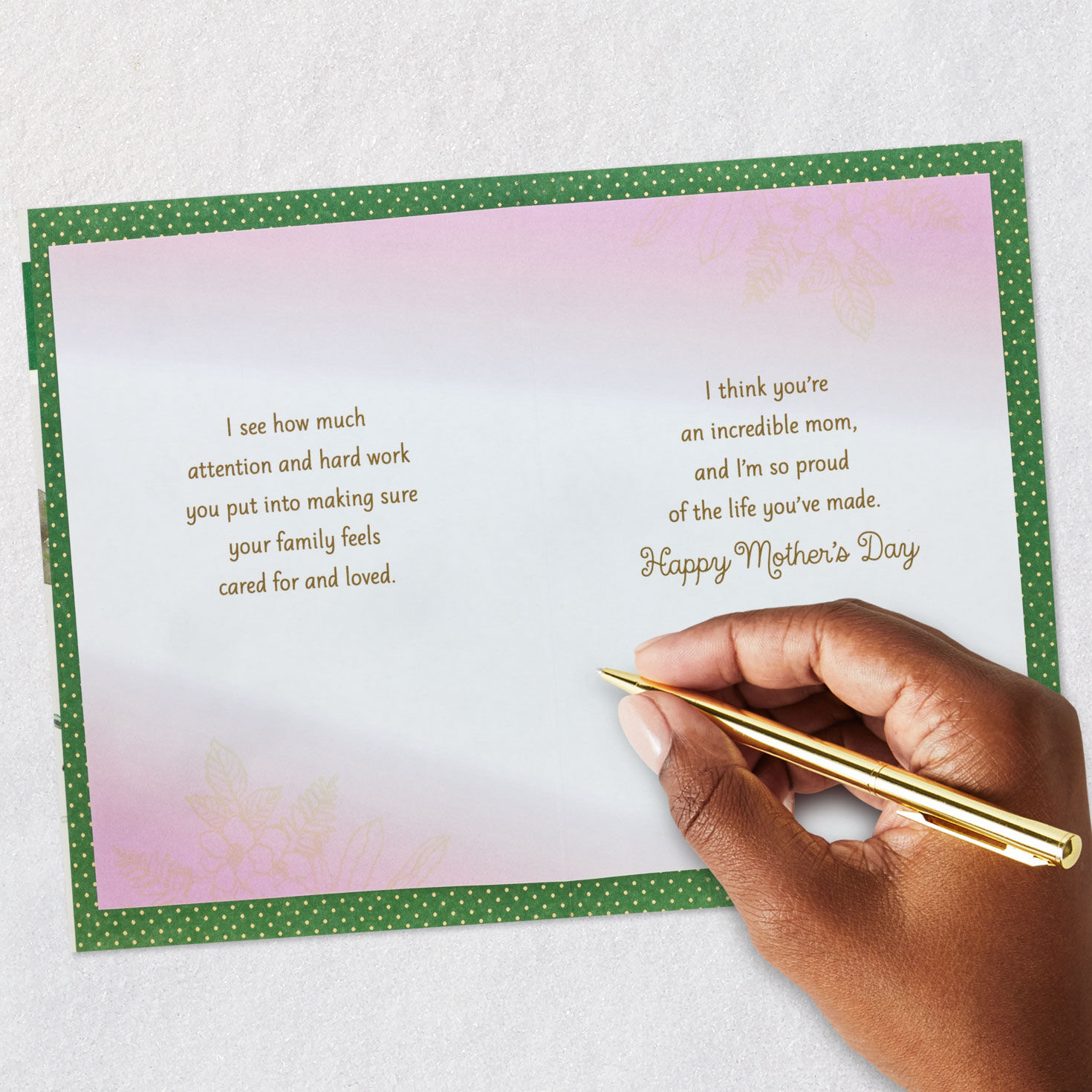 Big Pink Blooms Mother's Day Card for Daughter signing card image number 7