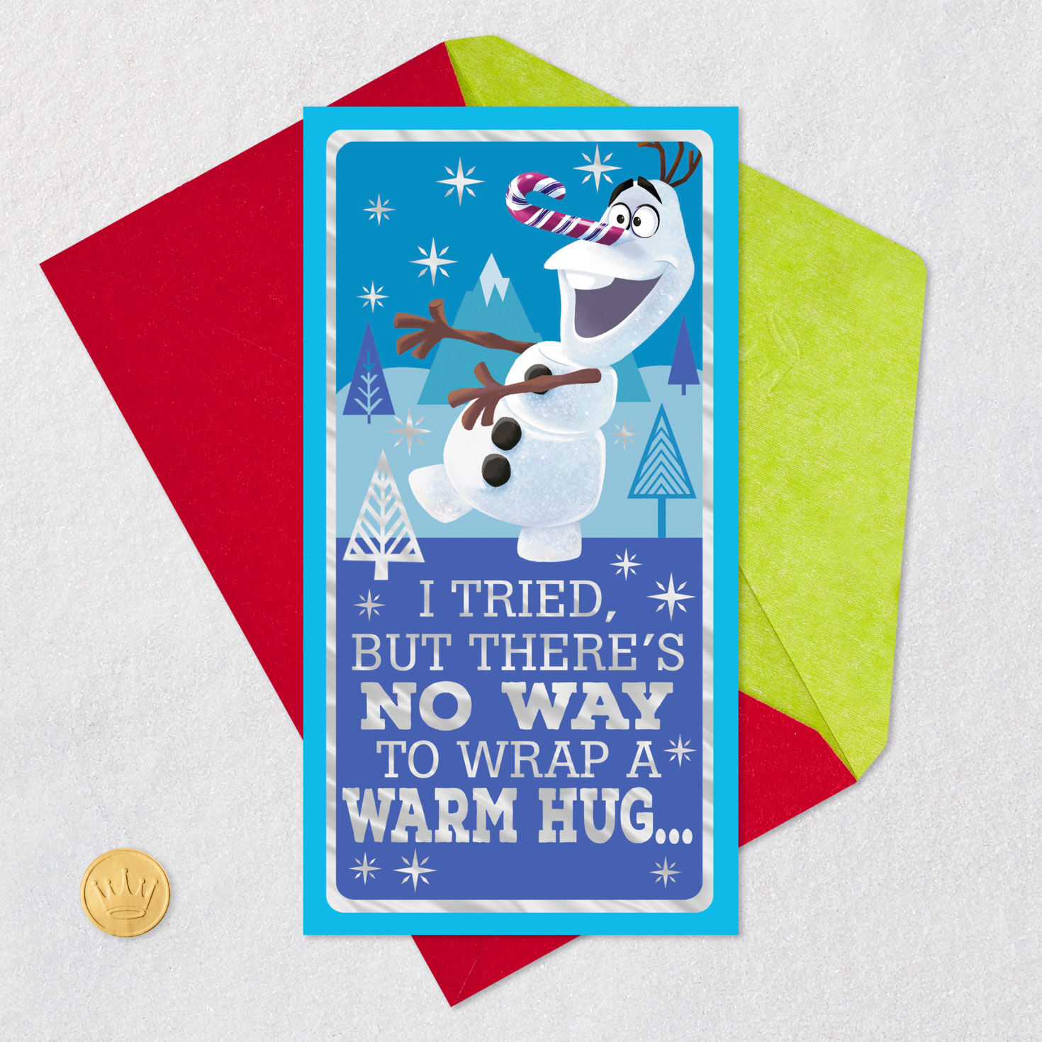 Disney Frozen Olaf Money Holder Christmas Card Card Front with Envelope and Gold Seal image number 6