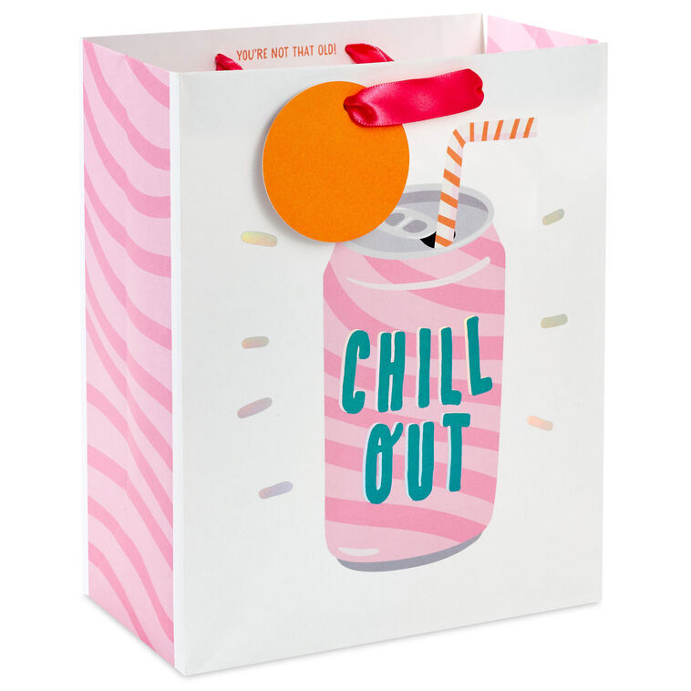 9.6" "Chill Out" Soda Can and Straw Medium Gift Bag