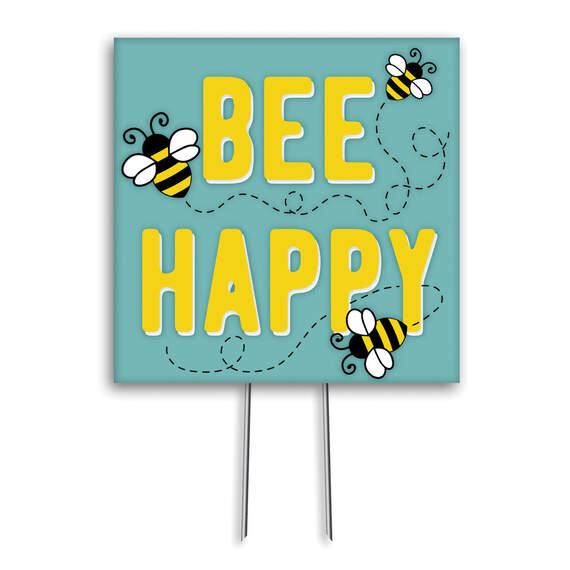 My Word! Bee Happy Garden Sign, 4x4, , large image number 1