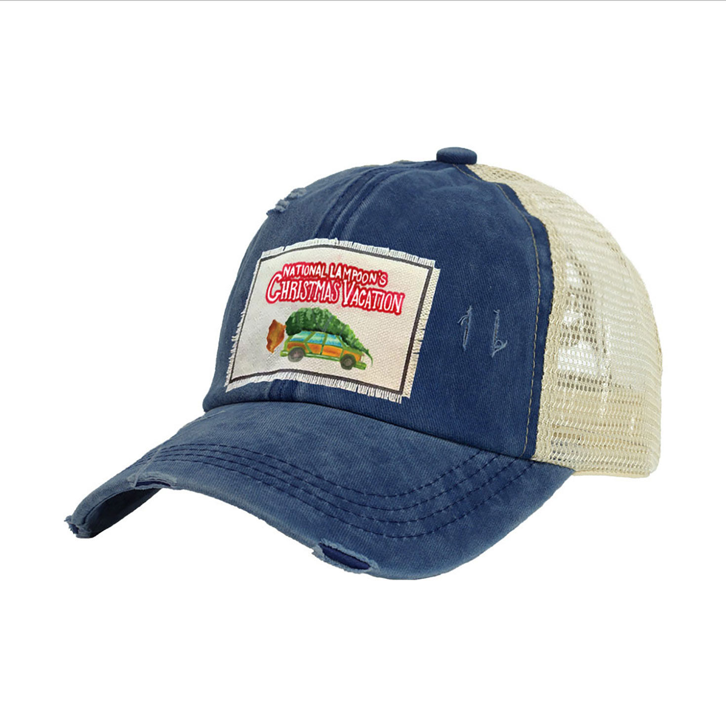 Christmas Vacation Distressed Blue Trucker Hat front image number 1
