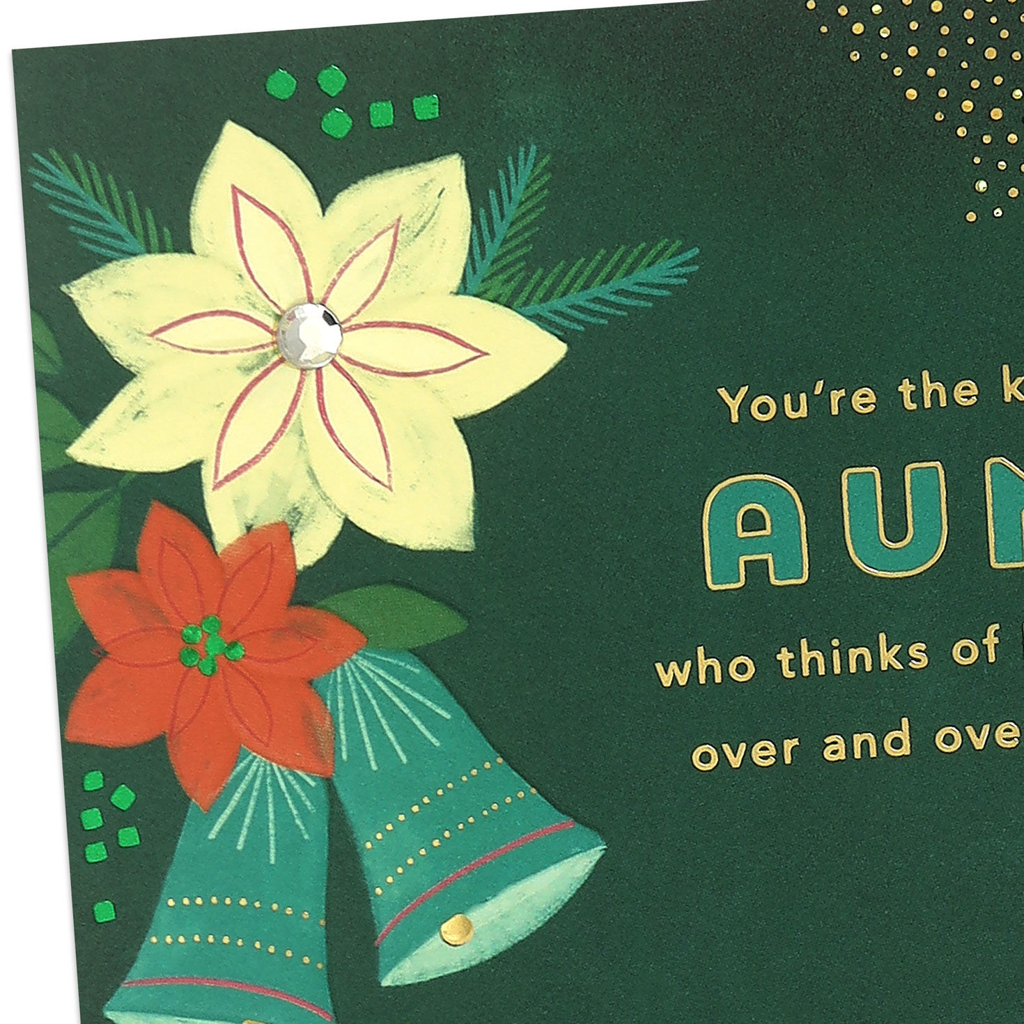 Poinsettia Flowers and Bells Aunt Christmas Card Card Front Detail image number 5