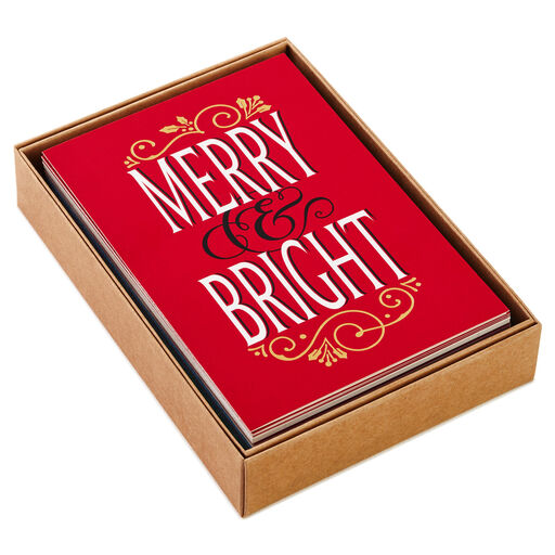 Merry and Bright Assorted Christmas Cards, Box of 24, 