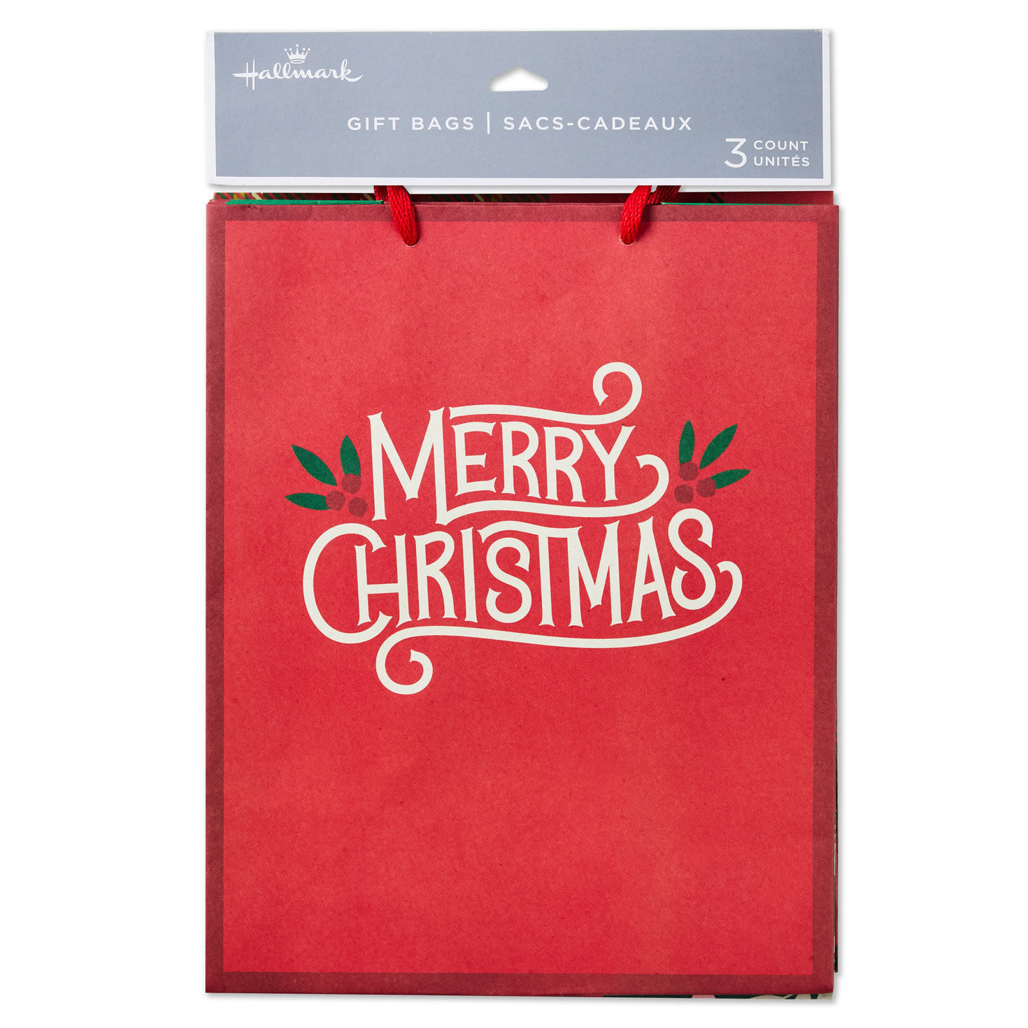 Red Plaid and Winter Foliage Gift Bags package front image number 6