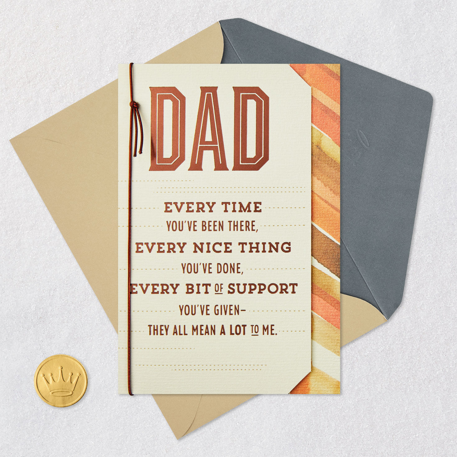 Watercolor Chevron Stripes Dad Father's Day Card Card Front with Envelope and Gold Seal image number 5