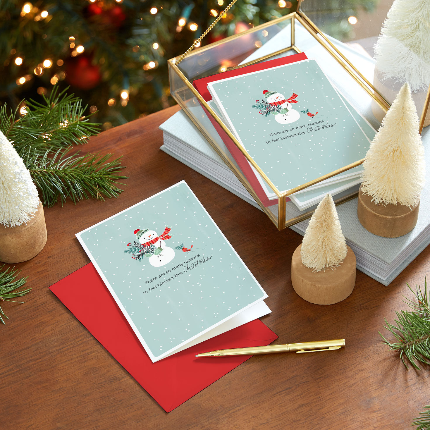 Snowman Christmas Thank You Card Assortment in use image number 6