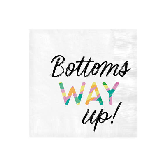 White "Bottoms Way Up" Cocktail Napkins, Set of 16