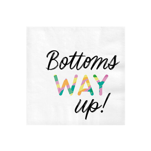 White "Bottoms Way Up" Cocktail Napkins, Set of 16, 