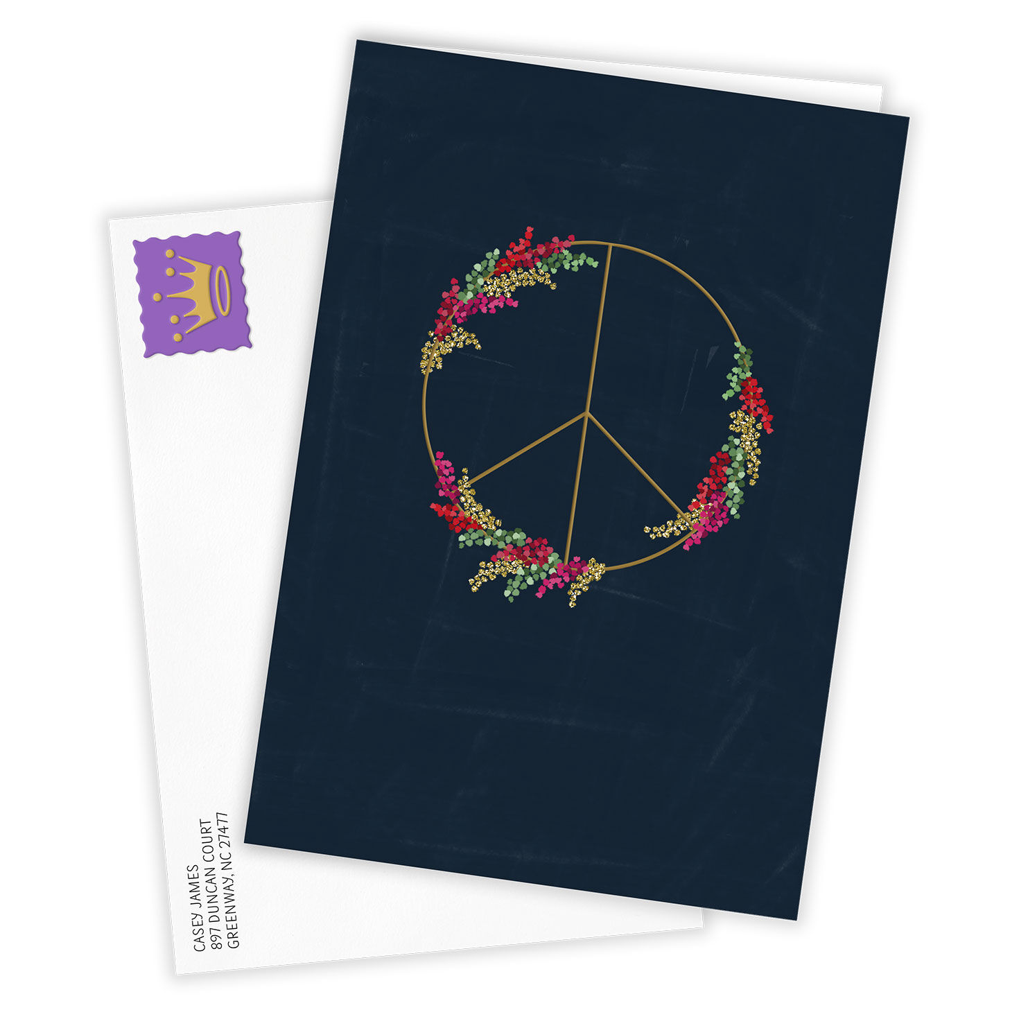 Elegant Peace Sign Custom Christmas Card, , large image number 2