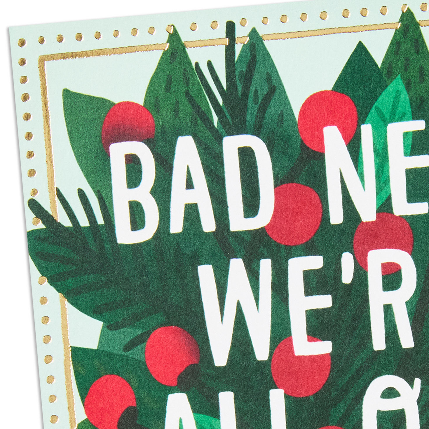 Mistletoe on Mint Green Love Christmas Card Card Front Detail image number 4