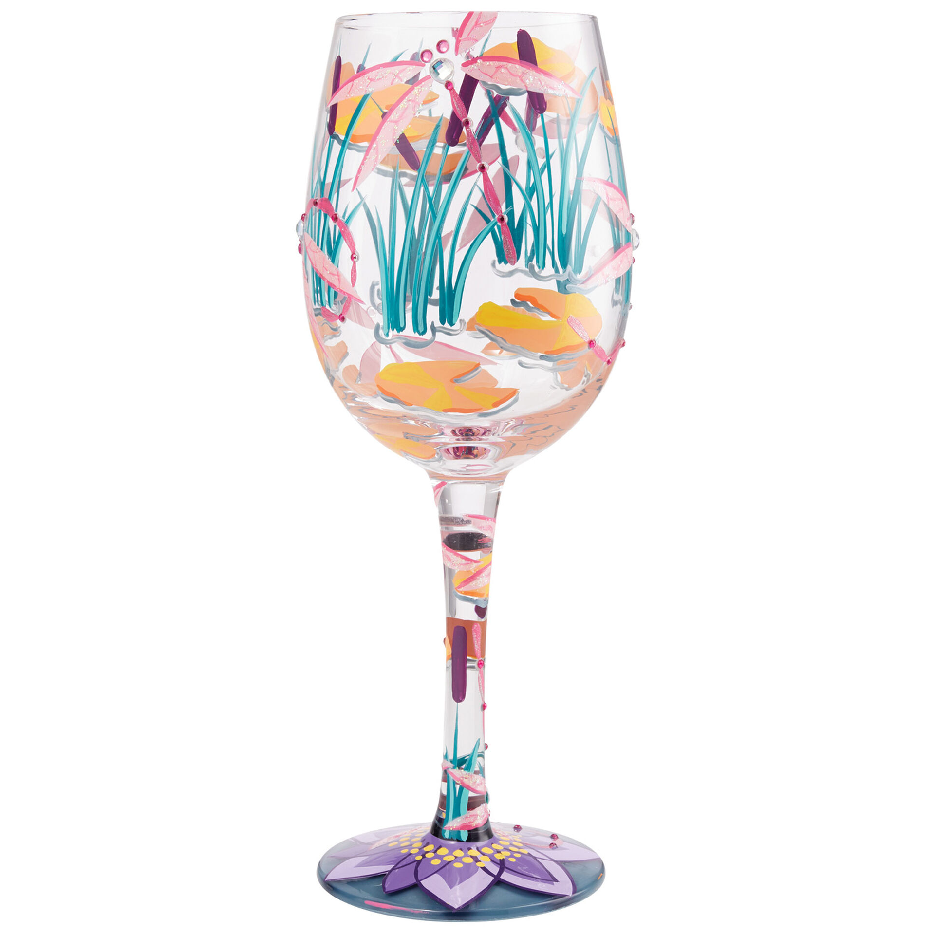 Lolita Dragonfly Magic Handpainted Wine Glass, 15 oz. Wine Glasses