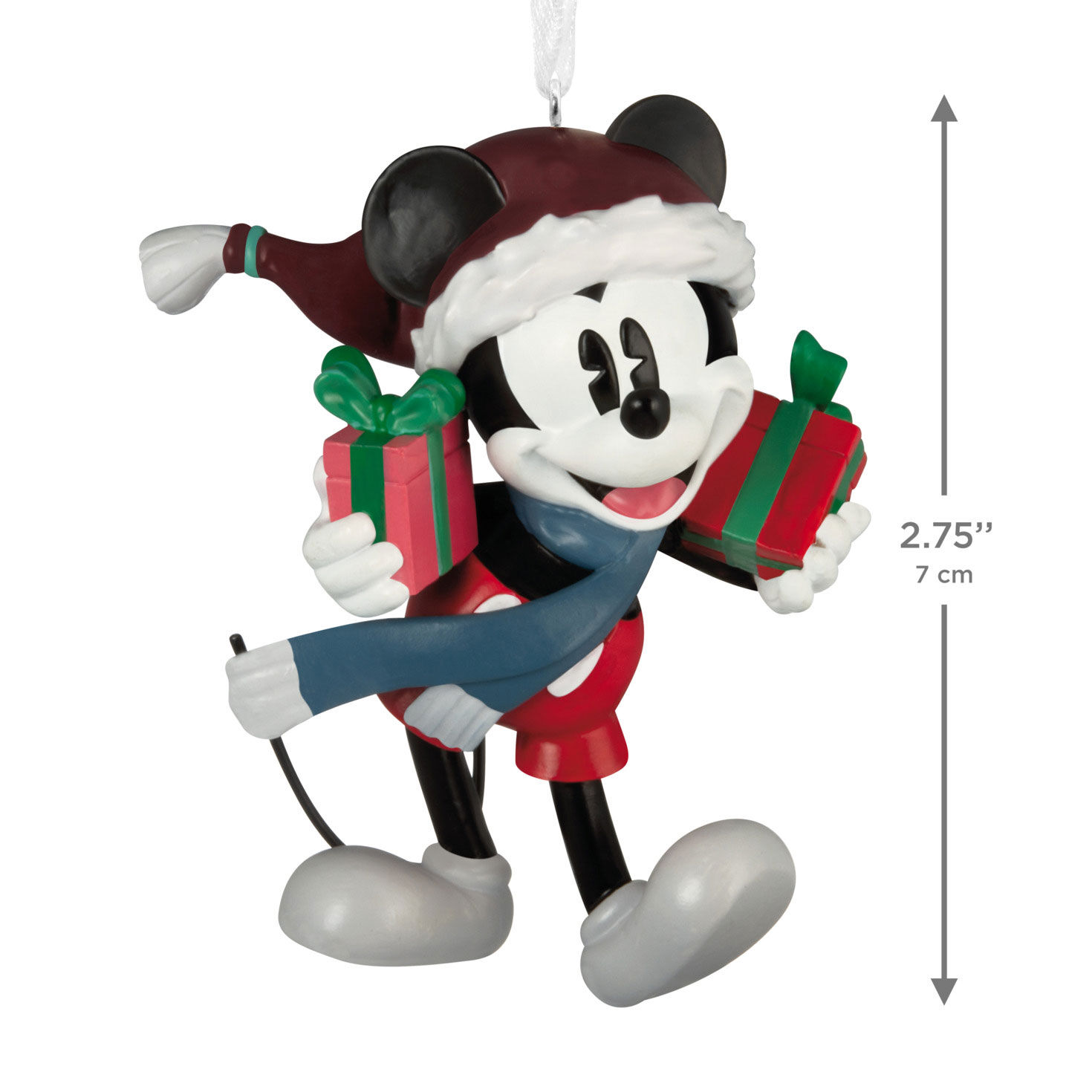 Mickey Mouse With Presents Christmas Ornament measurement image number 3