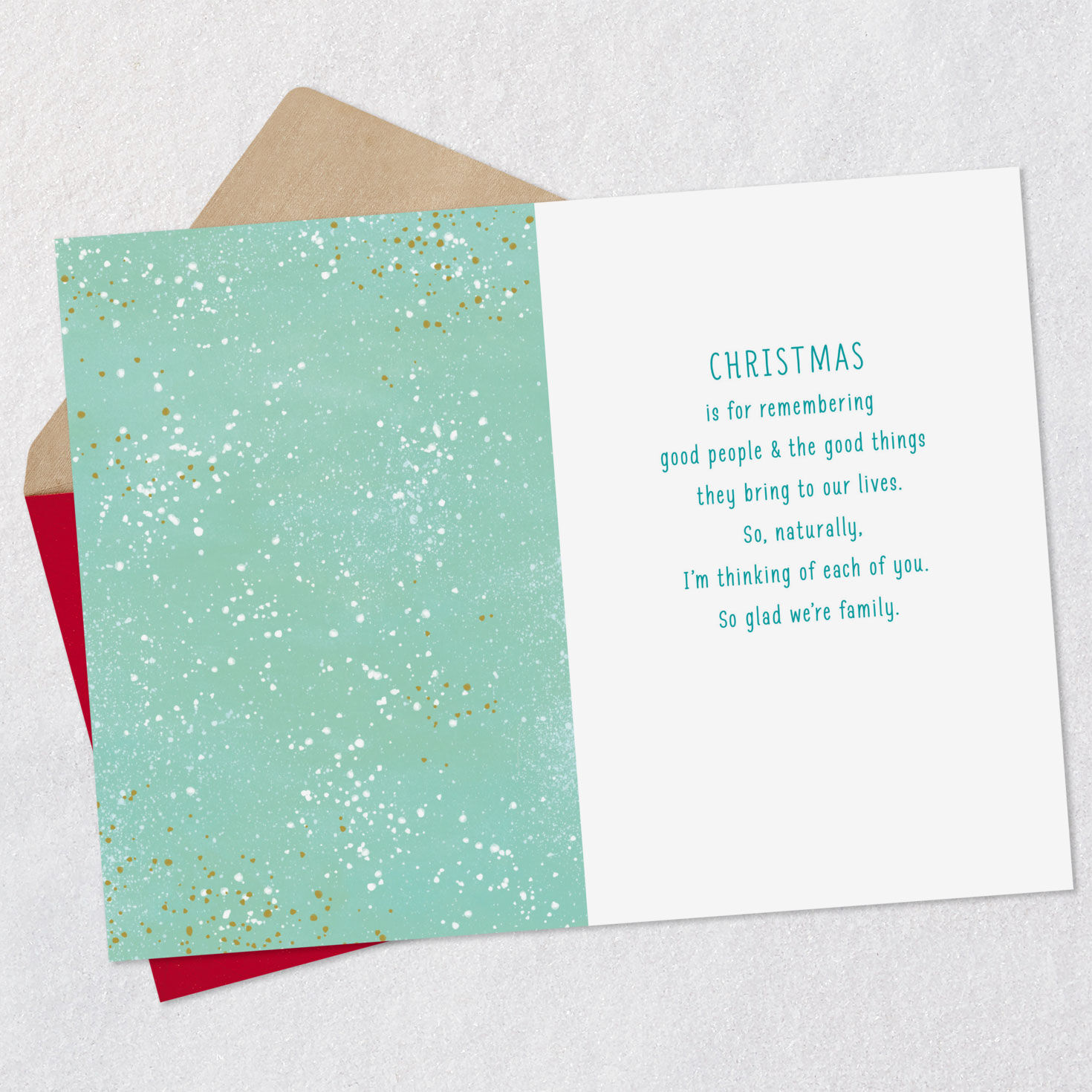 Teal Ornament Winter Scene Christmas Card for Nephew Open card with envelope image number 3