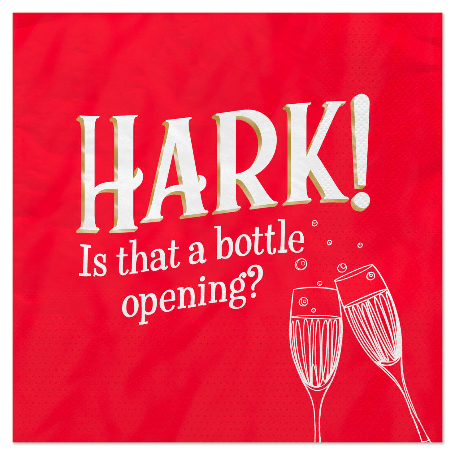 "Hark!" on Red Holiday Cocktail Napkins, Pack of 20