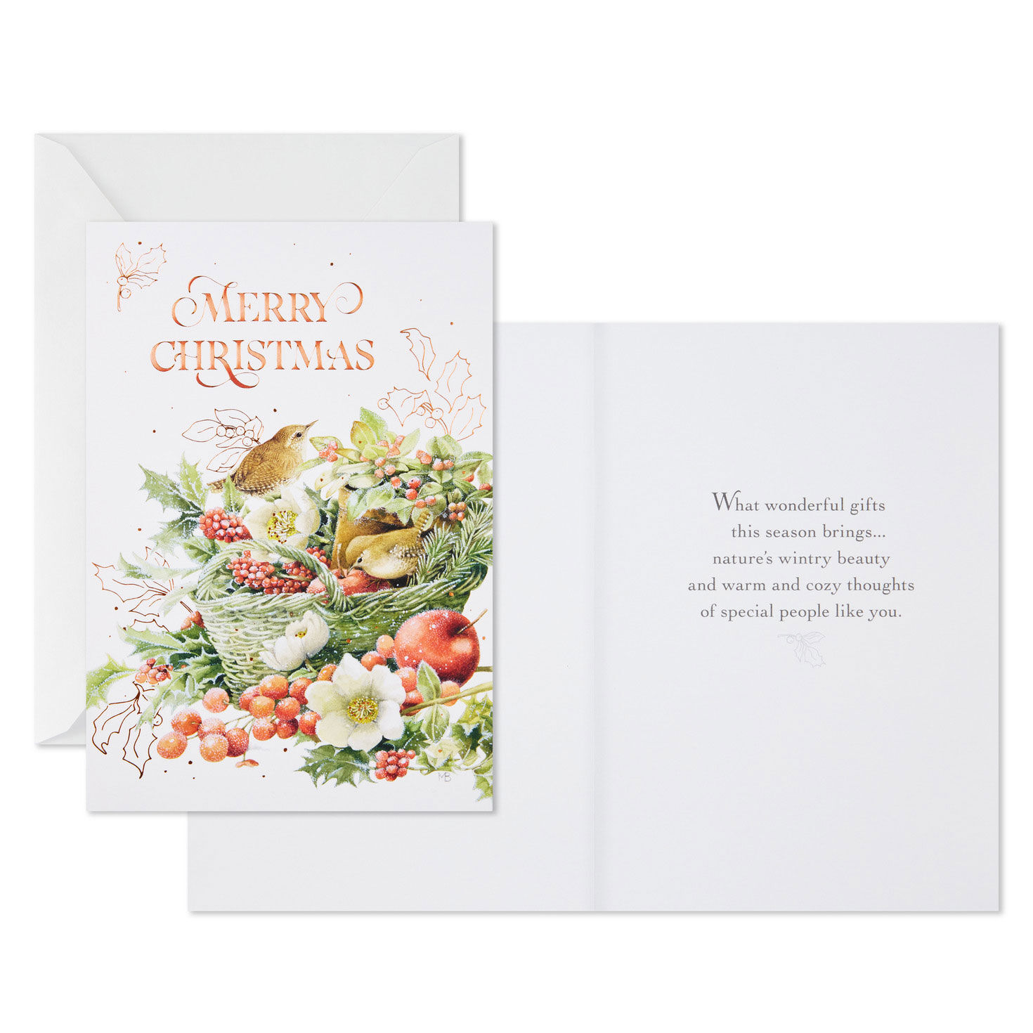 Marjolein Bastin Birds Boxed Christmas Card Pack Card Front with Sentiment image number 3
