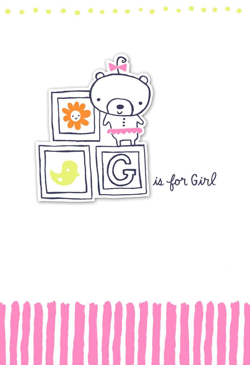 Toy Blocks New Baby Girl Card