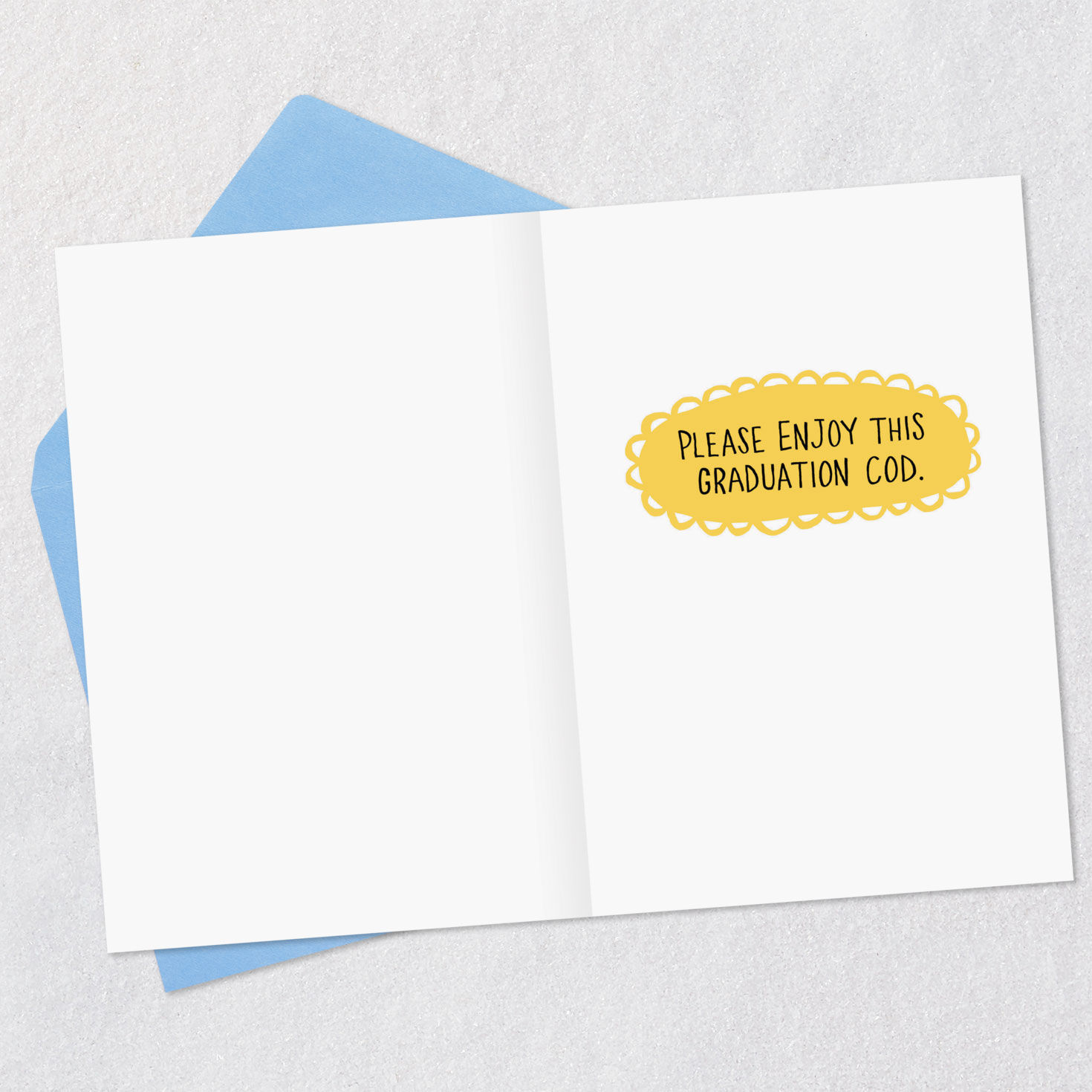 Cartoon Fish in Grad Cap Funny Graduation Card Open card with envelope image number 3