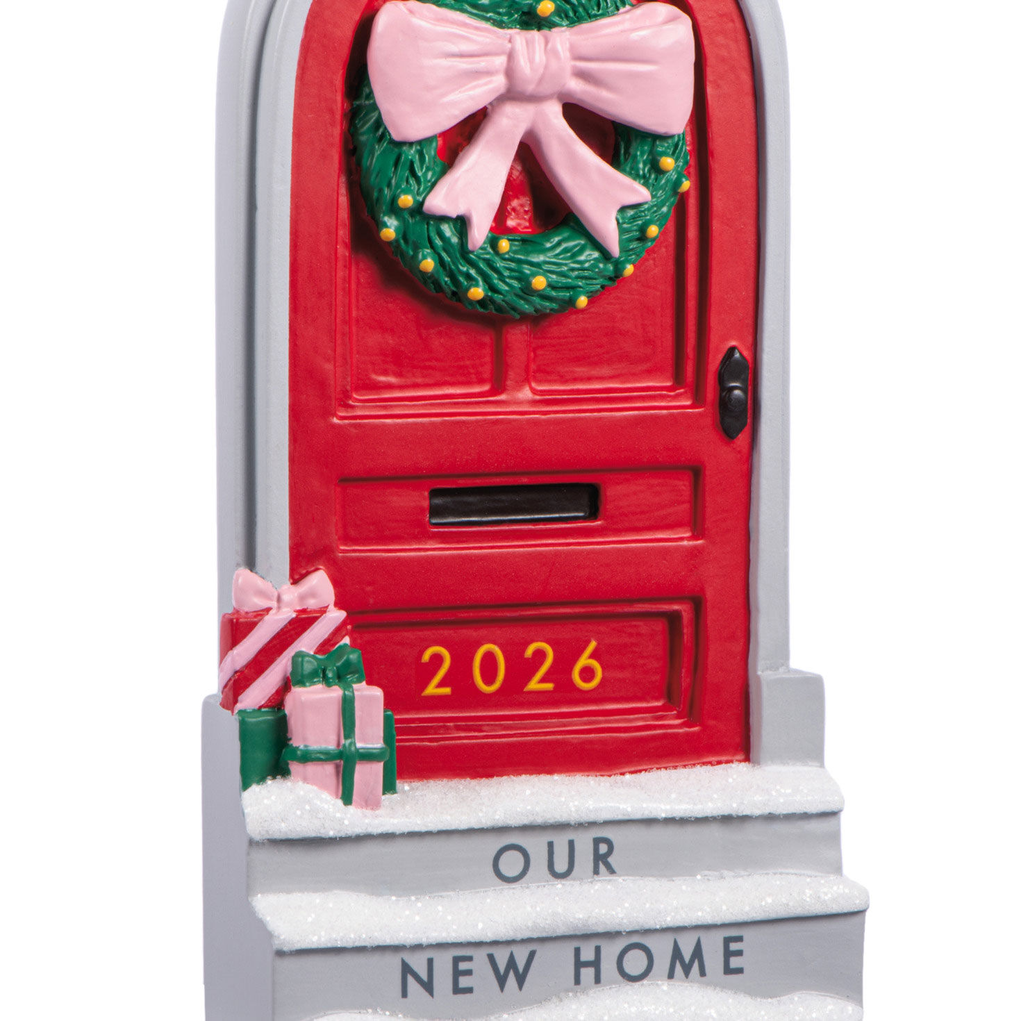 Red Door Our New Home Christmas Ornament closeup detail image number 5