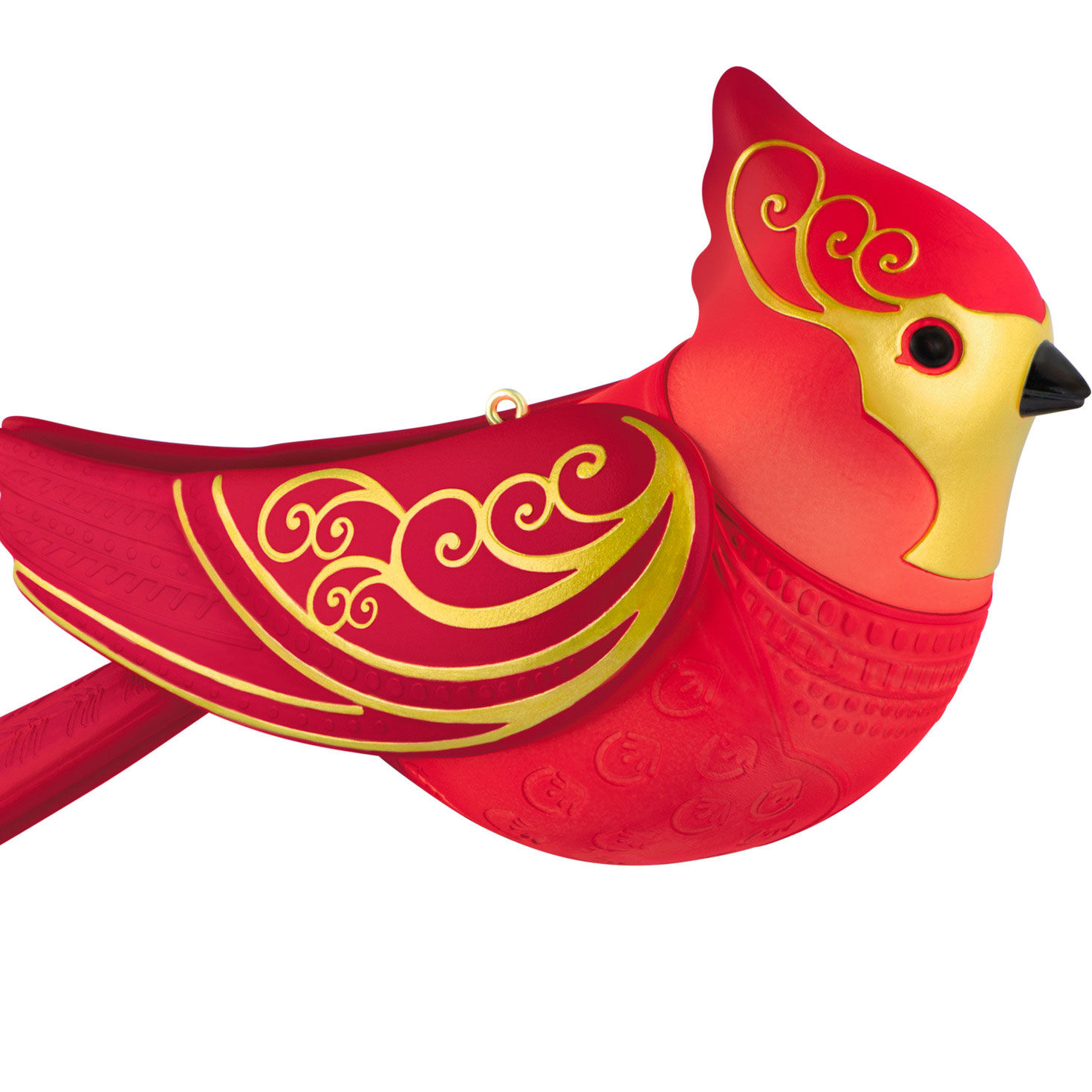 Red Gold Cardinal Keepsake Ornament upclose view image number 6