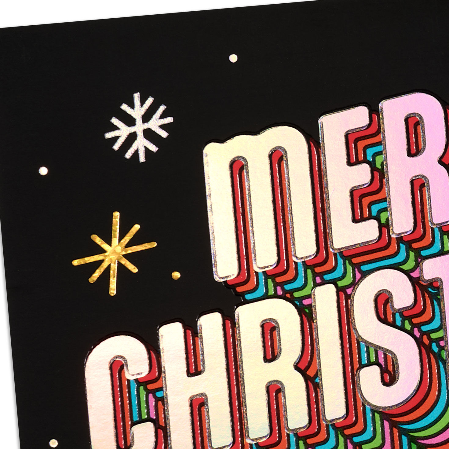 Retro Rainbow Lettering Christmas Card Card Front Detail image number 4
