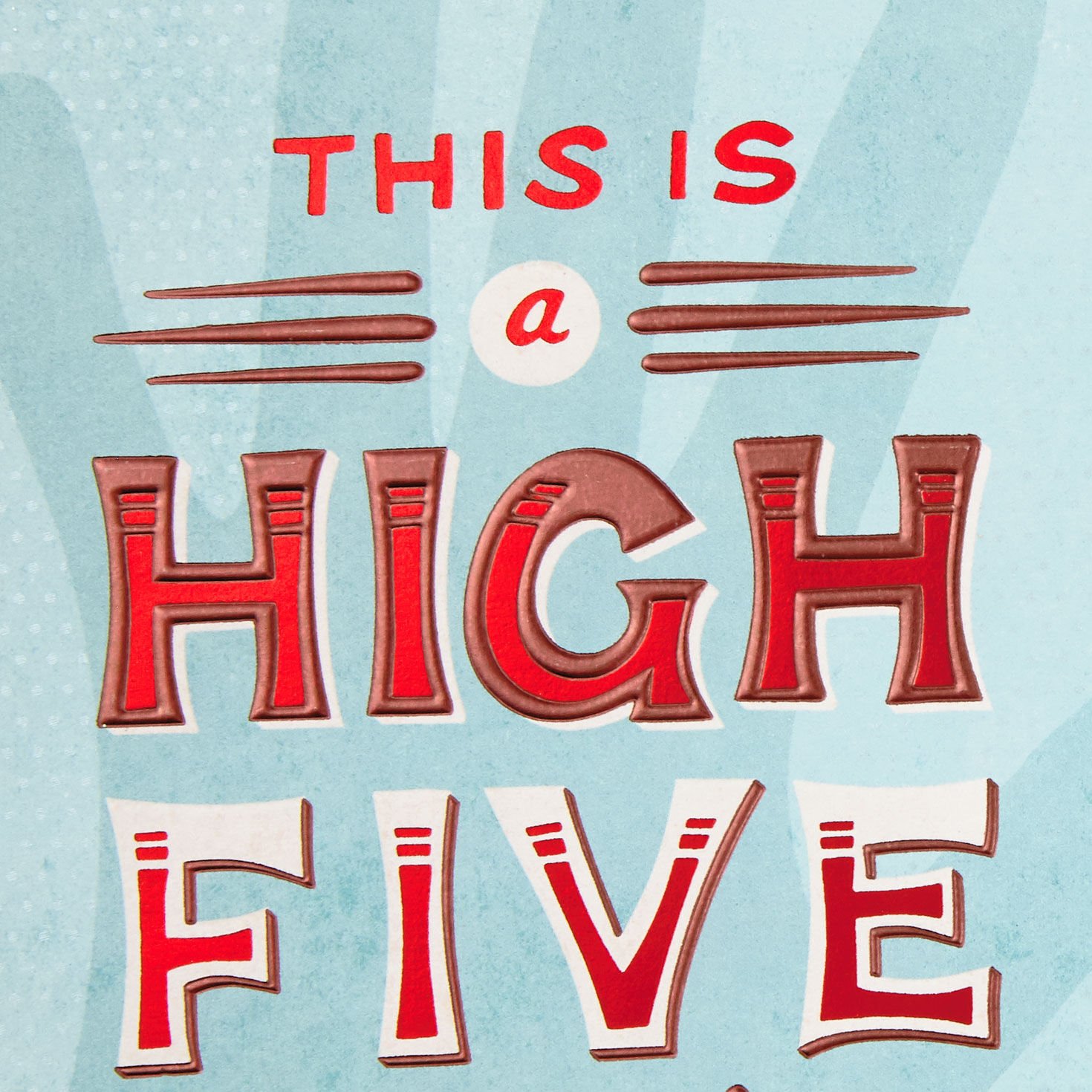 High Five Handprint on Blue Blank Congratulations Card Card Front Detail image number 3