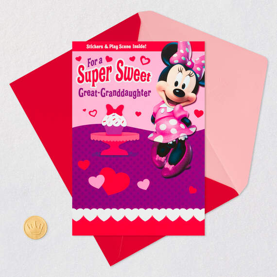Disney Junior Minnie Mouse Valentine's Day Card for Great-Granddaughter With Sticker Activity, , large image number 7