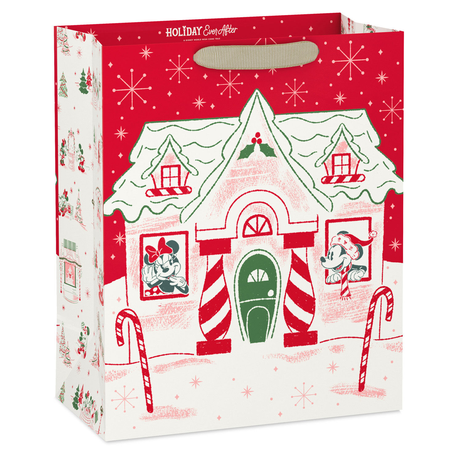 Red and Pink Large Disney Holiday Ever After Gift Bag Back image number 6