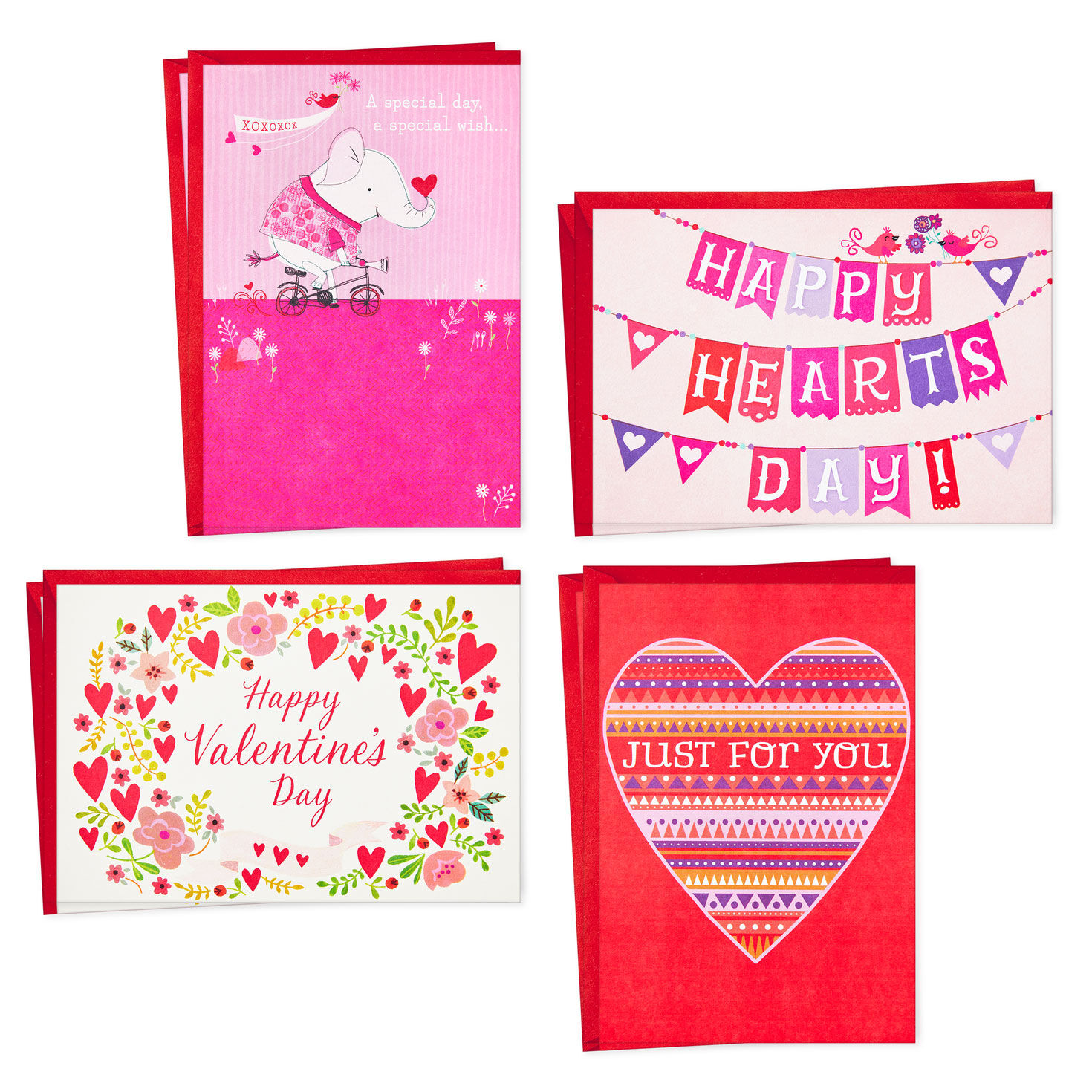 Hallmark Pack of Valentines Day Cards Hearts and Flowers 10 Cards with Envelopes 