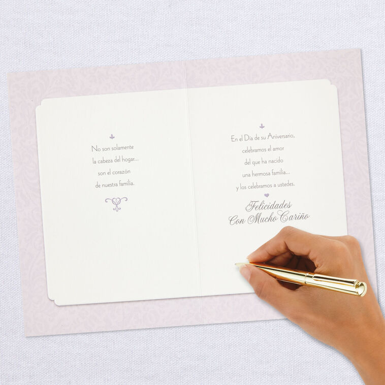Heart of Our Family Spanish-Language Anniversary Card for Papá & Mamá With Keepsake Sentiment, , large image number 7
