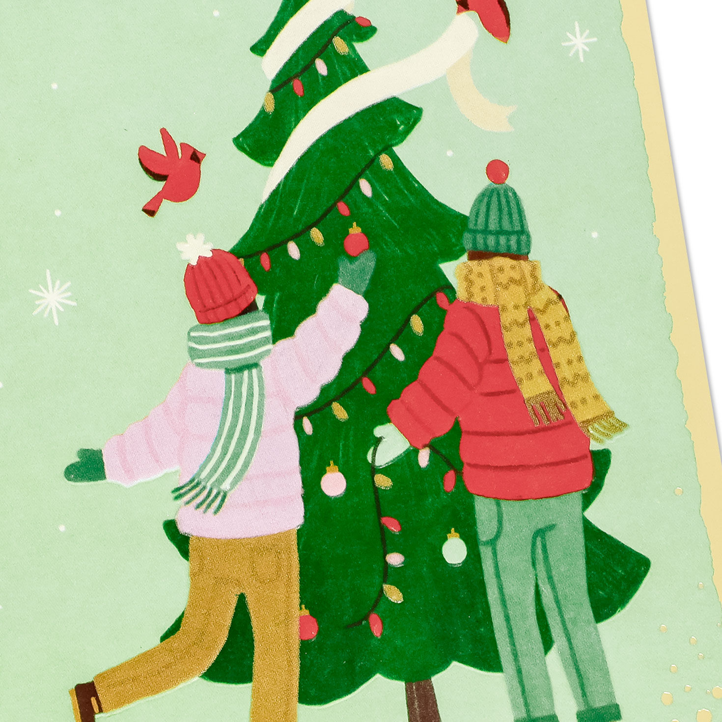 Couple Decorating Tree Card for Daughter and Partner Card Front Detail image number 4