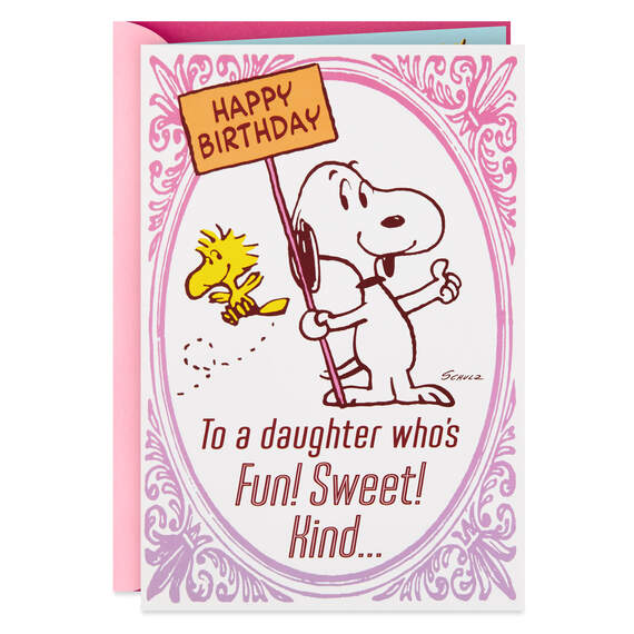 Peanuts® Snoopy and Woodstock Sweet Daughter Funny Birthday Card, , large image number 1