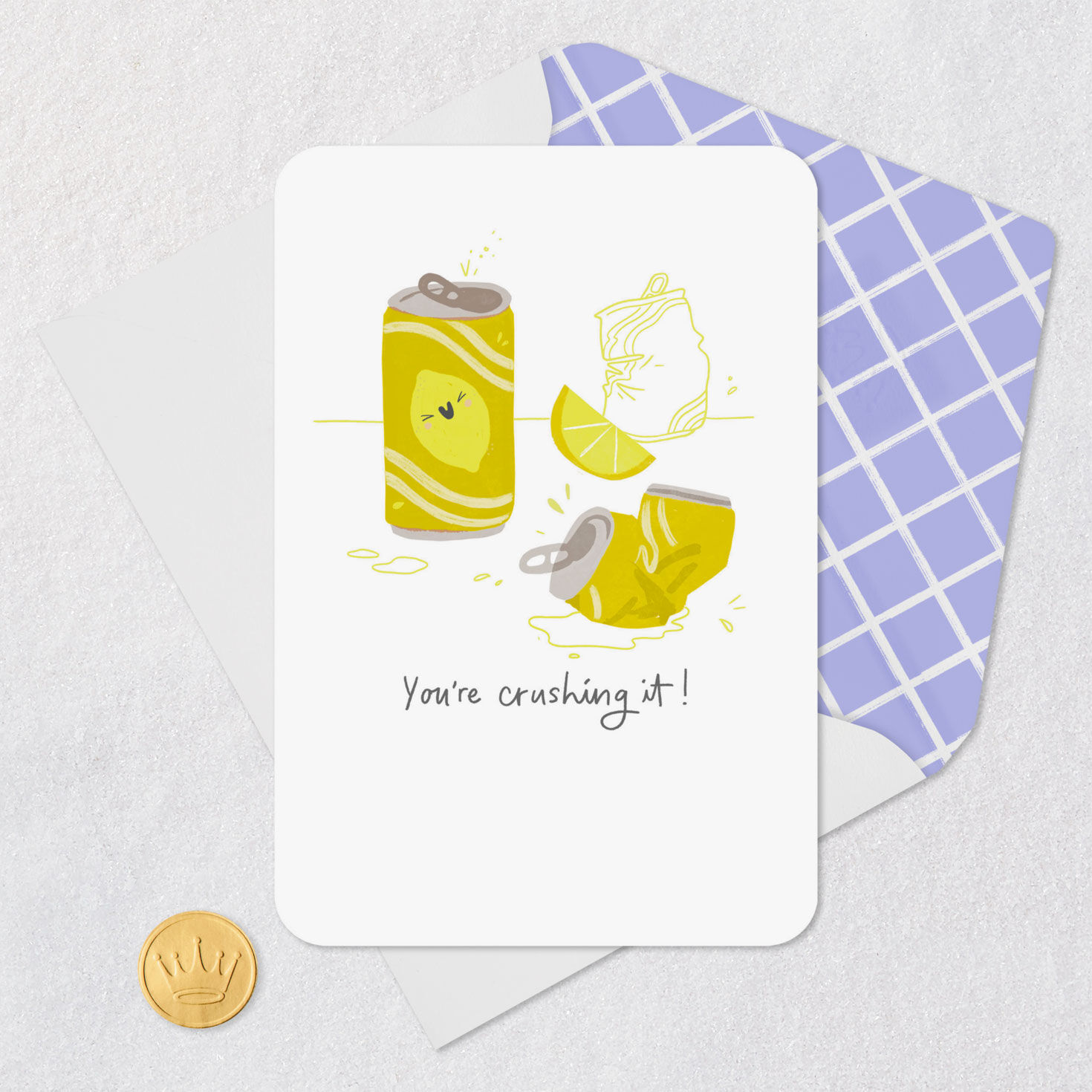 Retro Soda Cans Crushing It Congratulations Card Card Front with Envelope and Gold Seal image number 5