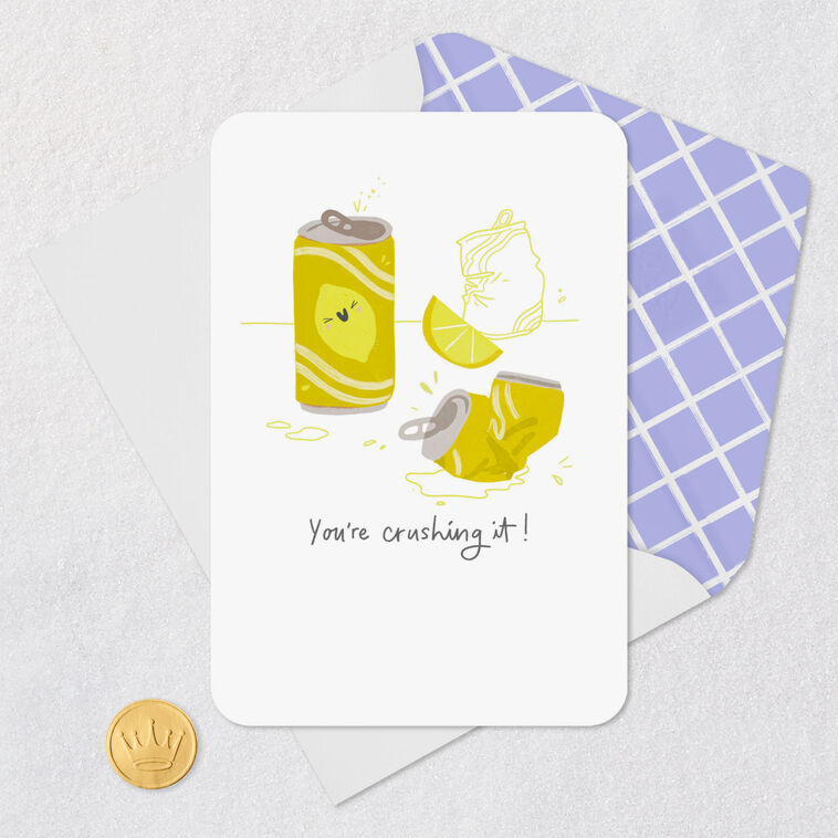 Retro Soda Cans Crushing It Congratulations Card Card Front with Envelope and Gold Seal image number 5