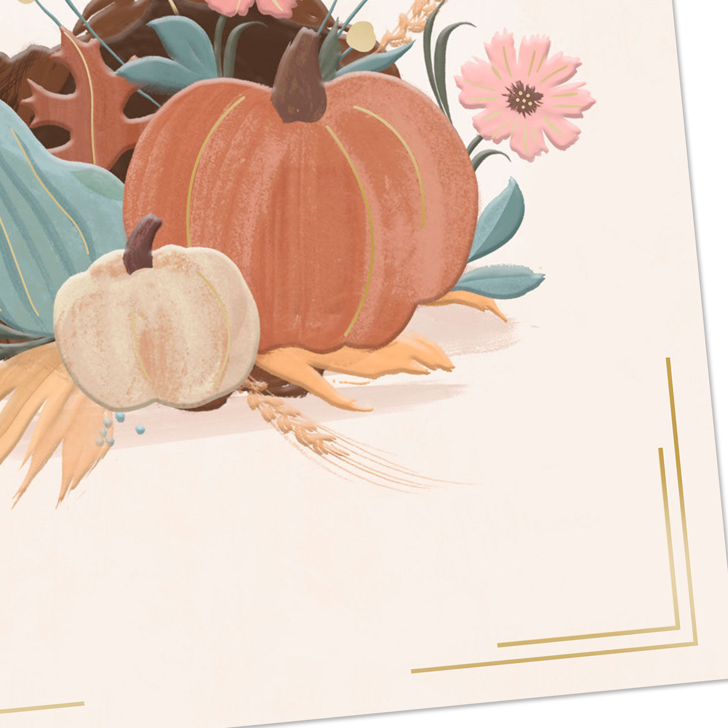 Pumpkin and Cornucopia Thanksgiving Card Card Front Detail image number 4