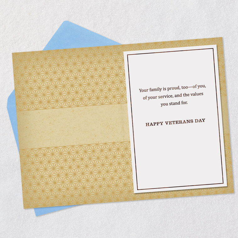 Metallic Stars and Stripes Veterans Day Card Open card with envelope image number 3