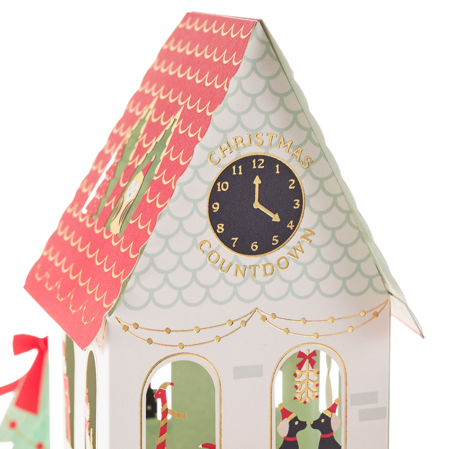 Large Santa's Workshop Pop-up Christmas Card Card Front Detail image number 4