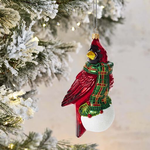 ... Regal Red Bird Blown Glass Ornament,