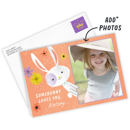 Personalized Somebunny Loves You Easter Photo Card, 