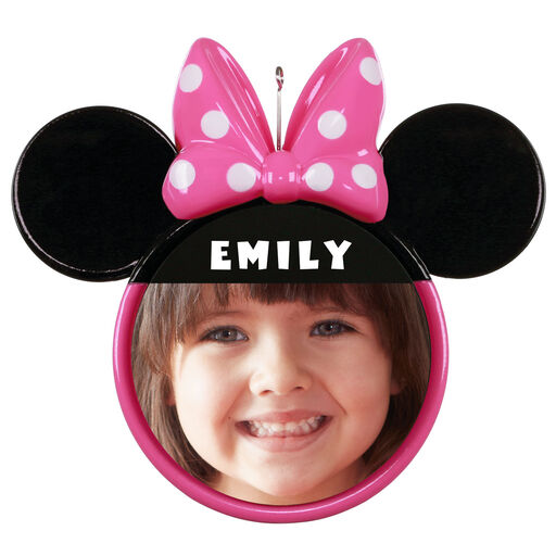 Disney Minnie Mouse Ears Silhouette Text and Photo Personalized Ornament, 