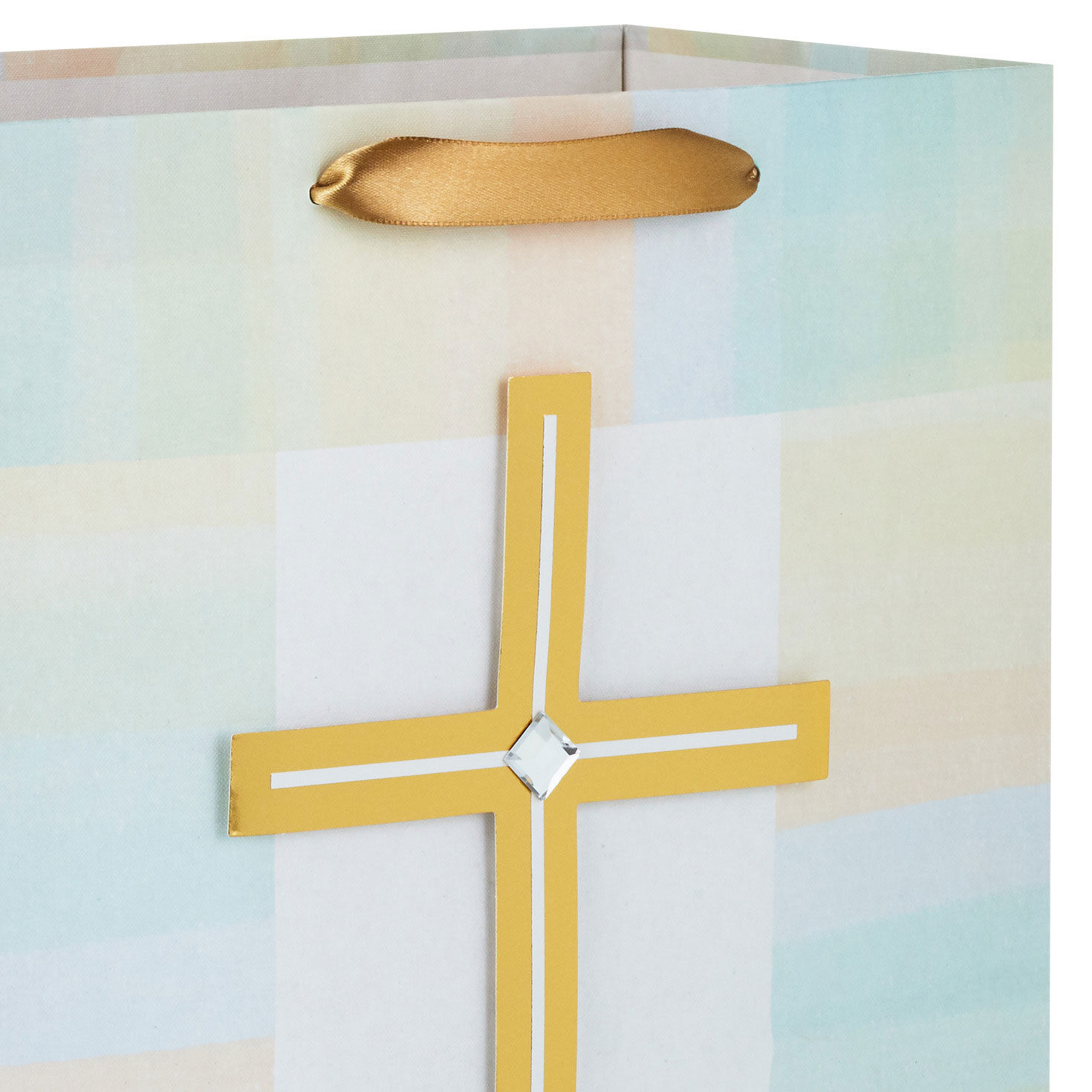13" Gold Cross With Pastel Border Large Gift Bag for only USD 4.99 | Hallmark