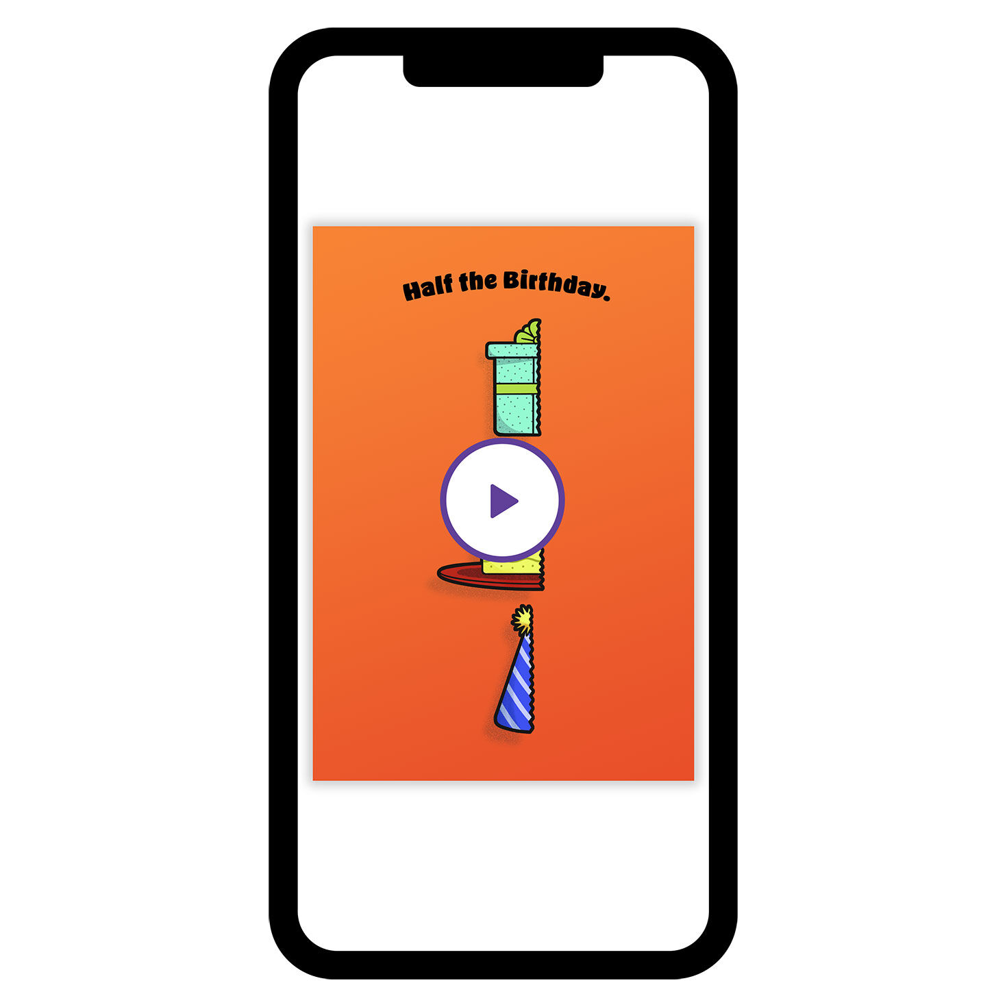 All the Fun Personalized Half Birthday Card phone with card front image number 1