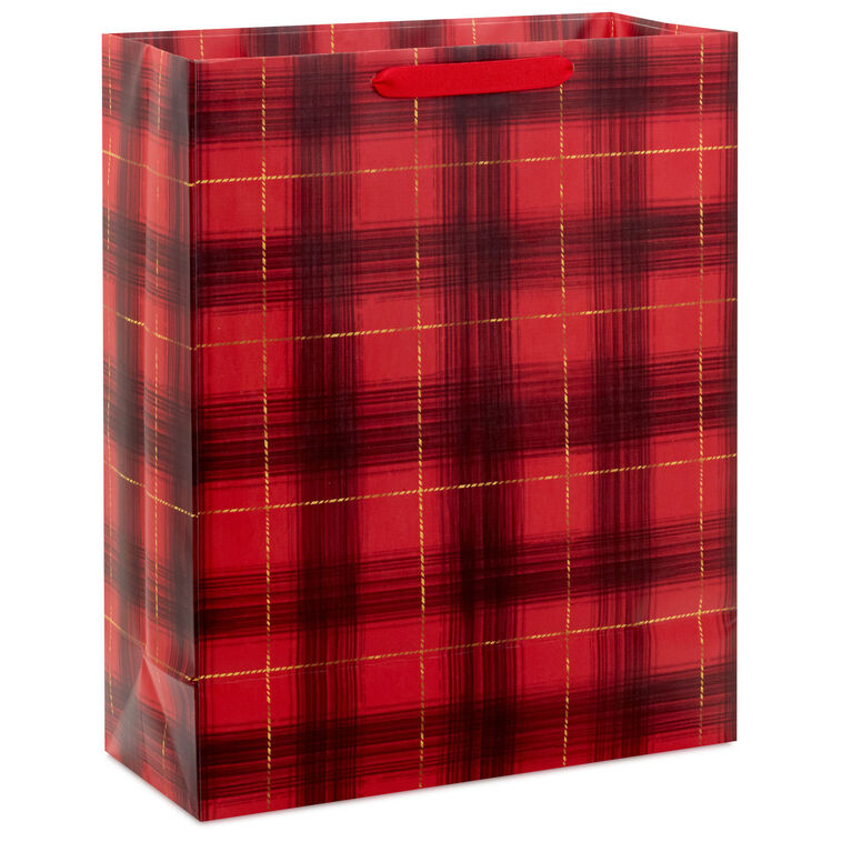 Red and Black Plaid Extra-Large Holiday Gift Bag Back image number 6